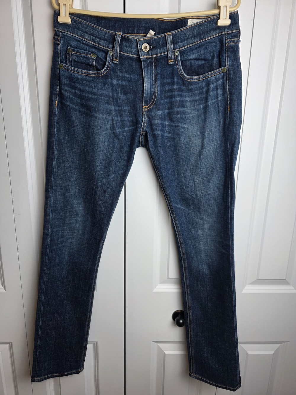 Rag & Bone "Tomboy" Slim Straight Jeans in Aged Dark Wash – Size 27 X 28.5" - Picture 5 of 16